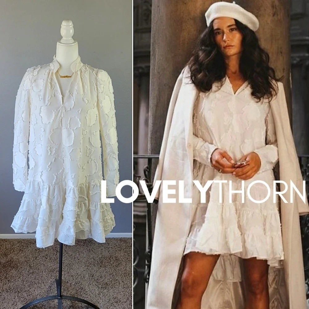 H&M // ltd ed blogger fave jacquard weave puff sleeve flare mini rocky barnes - Picture 7 of 16